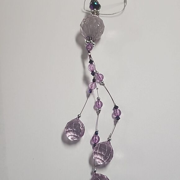 Plastic Sun Catcher Charm Ornament Purple Beaded - Picture 1 of 3